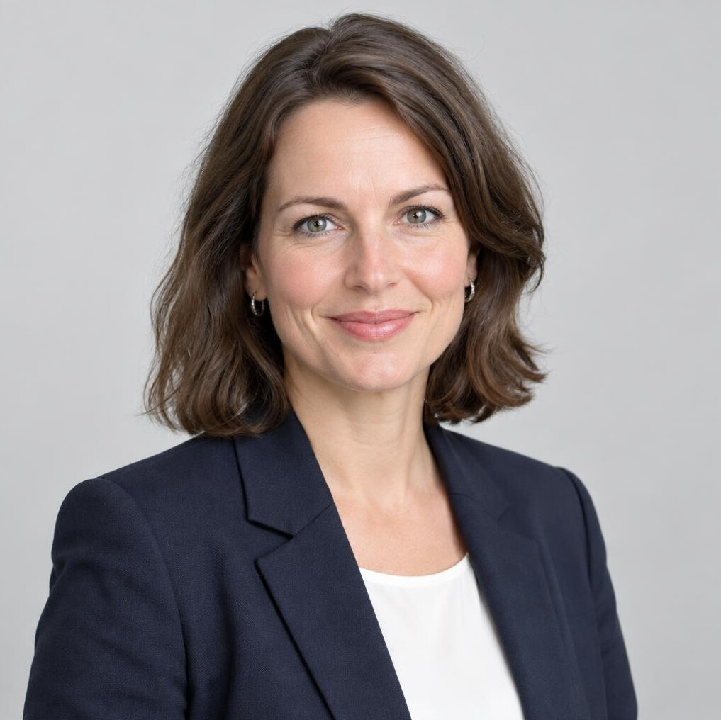 Studio portrait of a German woman in her 40s, social researcher