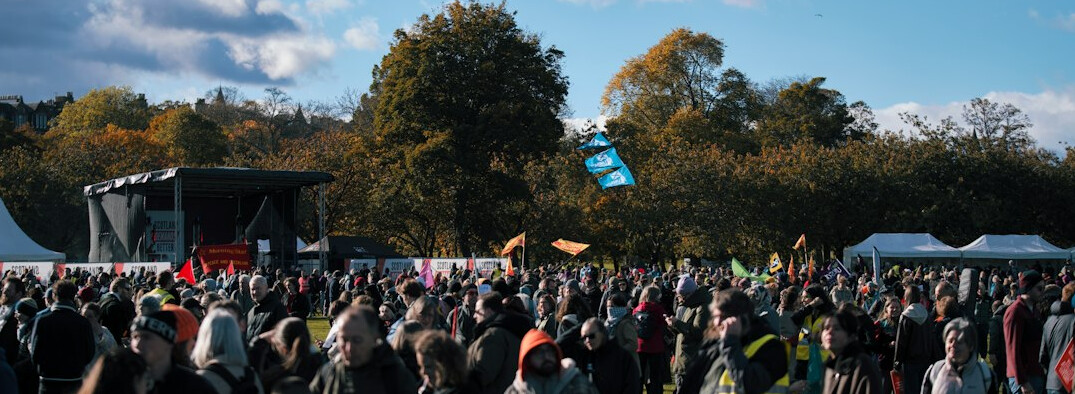 crowd at protest event